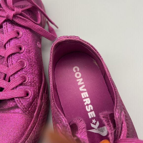 Converse Chuck Taylor All Star Shoes Womens Size 7 Pink Glitter Low Top 164550C - Picture 10 of 13